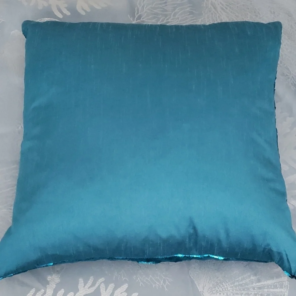 Blue Sequin Mermaid Down Pillow